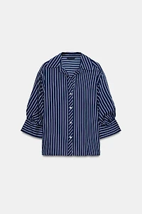 STRIPED BALLOON SLEEVE SHIRT
