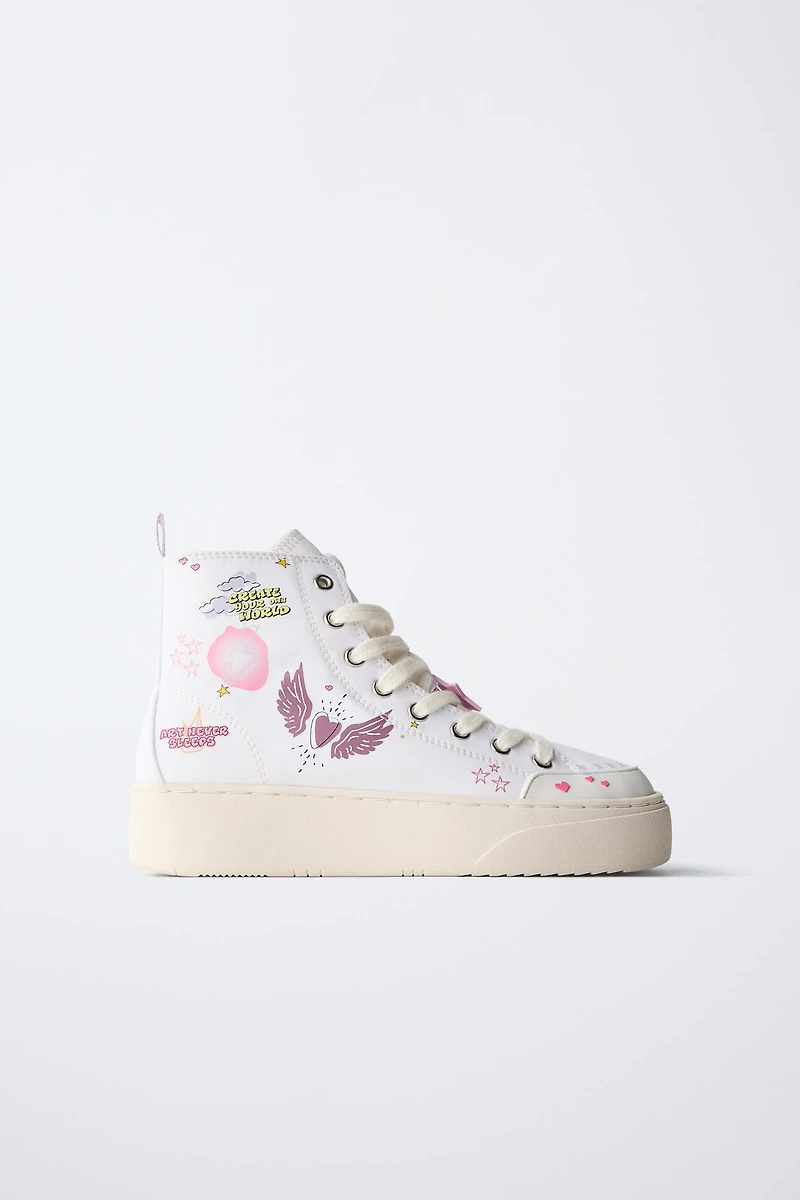 PRINTED HIGH-TOP SNEAKERS