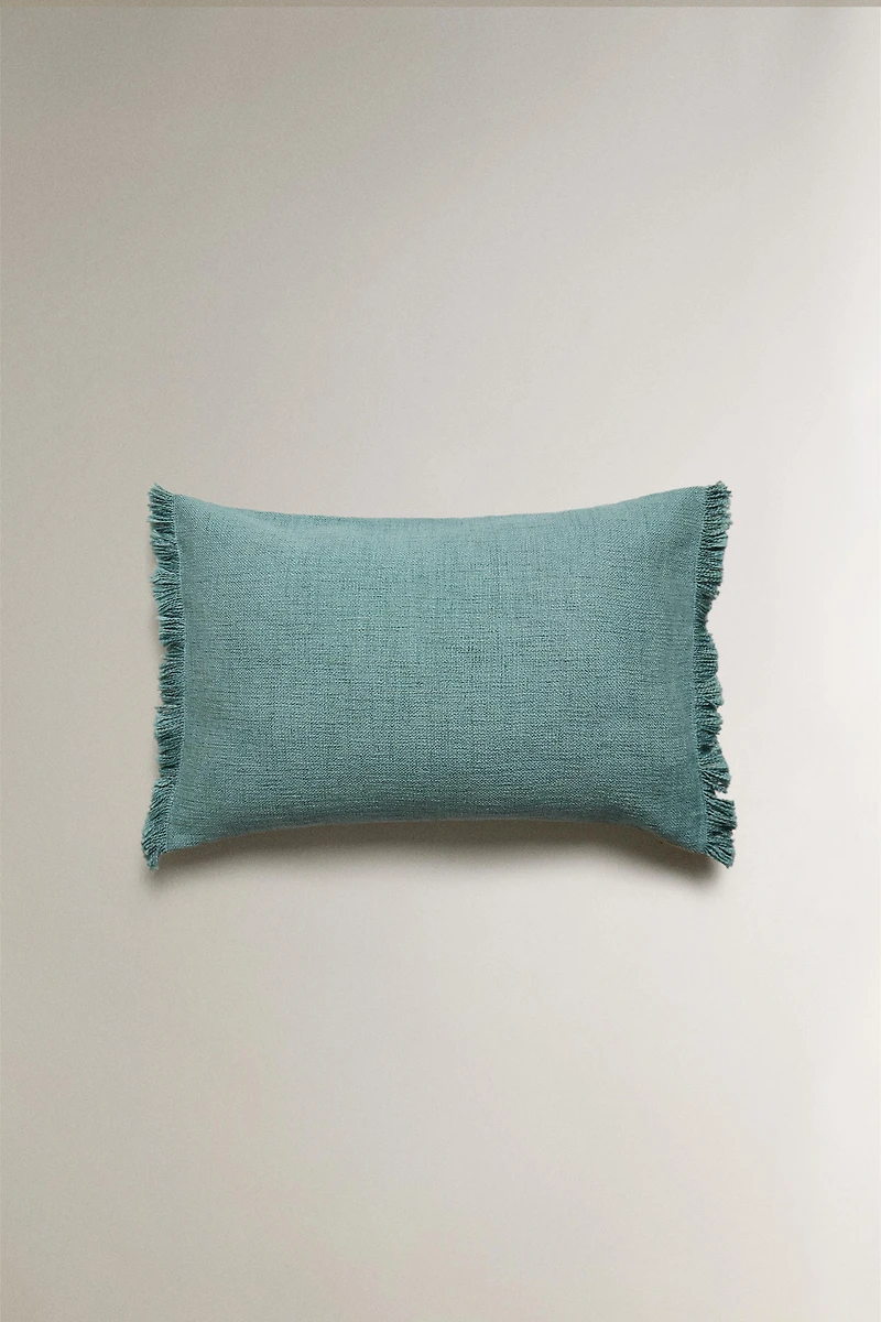 FRINGED THROW PILLOW COVER