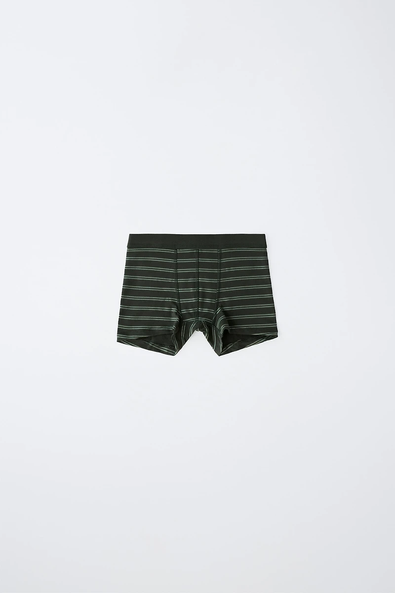KIDS 6-14 YEARS: PACK OF FIVE STRIPED AND SOLID BOXER BRIEFS