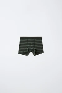 KIDS 6-14 YEARS: PACK OF FIVE STRIPED AND SOLID BOXER BRIEFS