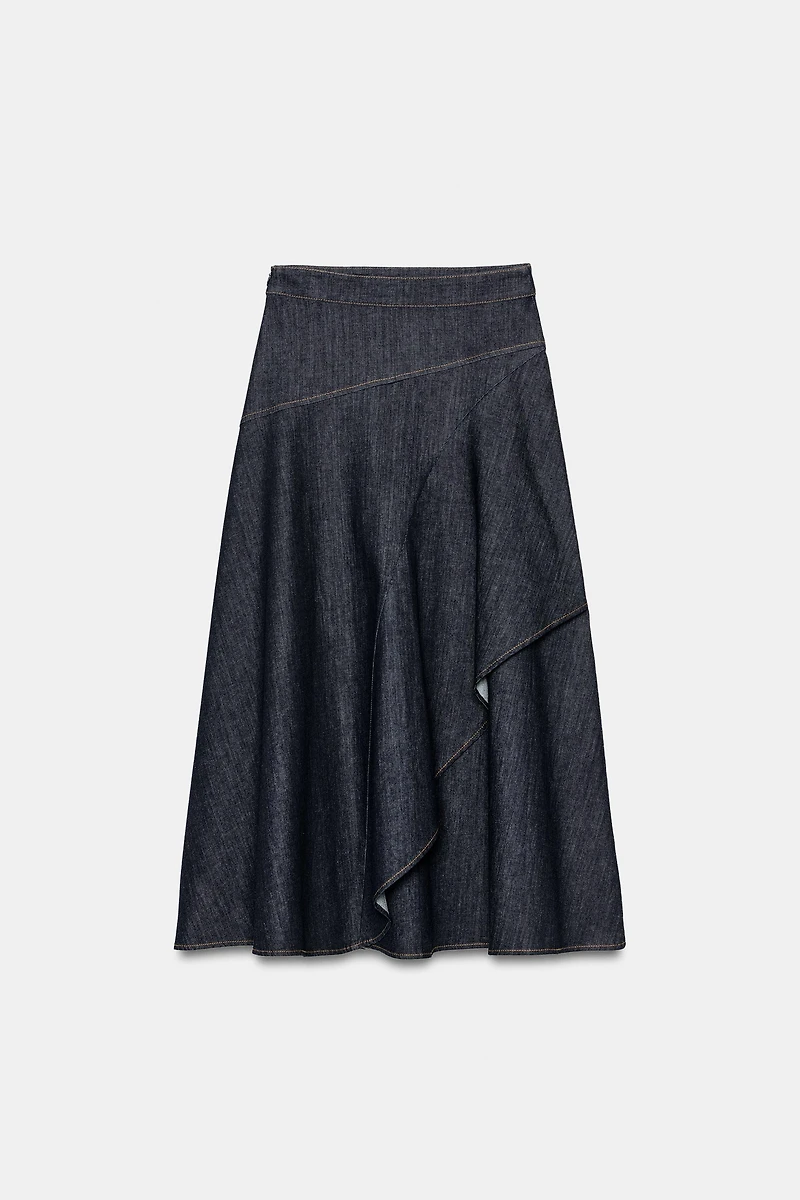 Z1975 RUFFLE DENIM MIDI SKIRT
