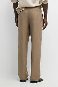 100% linen striped pants