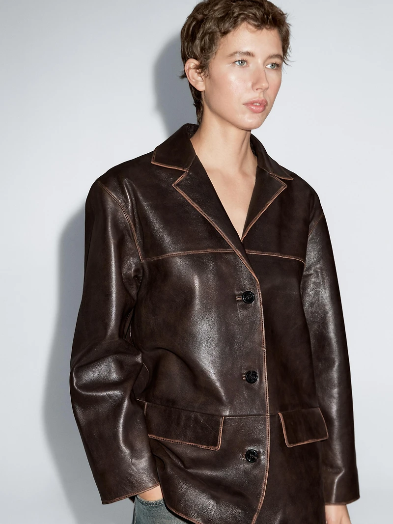 Nappa leather midi jacket