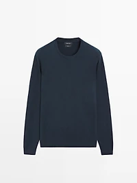 Knit 100% cotton crew neck sweater