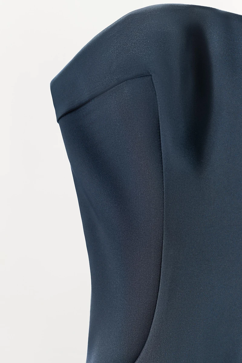SATIN EFFECT STRAPLESS DRESS