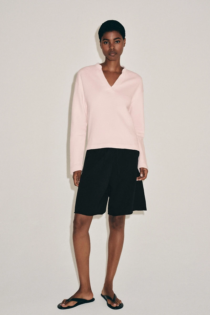 COTTON V-NECK SWEATSHIRT