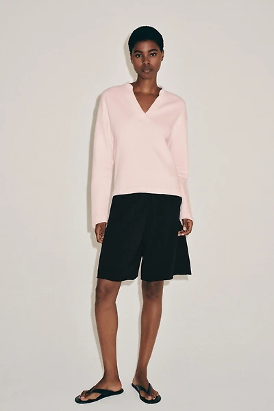 COTTON V-NECK SWEATSHIRT