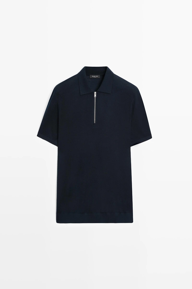 Polo zippé en mélange de laine