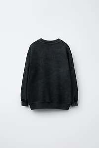 WASHED EFFECT PRINTED SWEATSHIRT