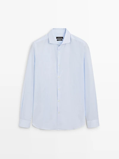 Slim fit striped 100% cotton shirt