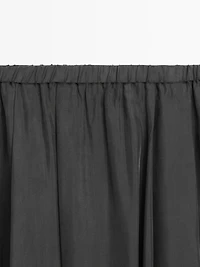 Cotton blend knit flared midi skirt