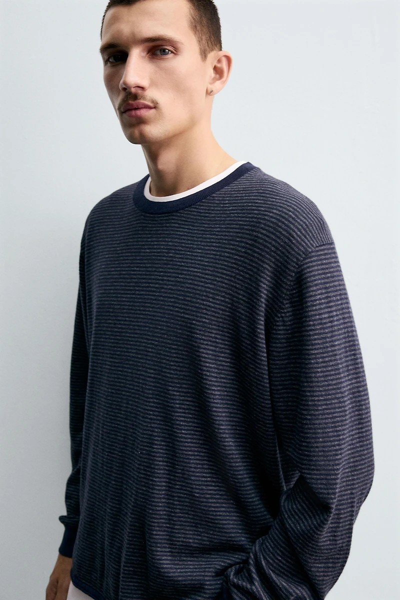 PULL RAYÉ EN COTON ET CACHEMIRE