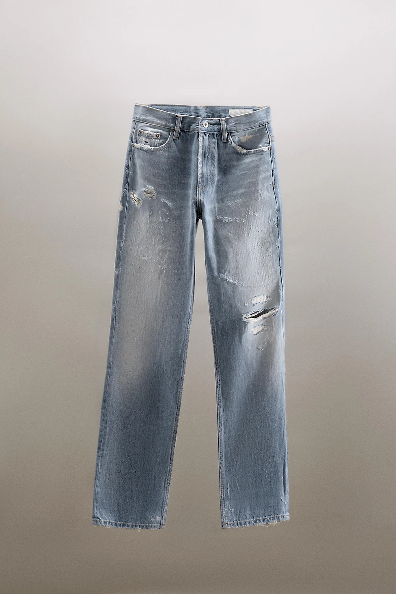 JEANS TRF DROITS DÉCHIRÉS TAILLE MI-HAUTE