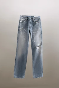 JEANS TRF DROITS DÉCHIRÉS TAILLE MI-HAUTE