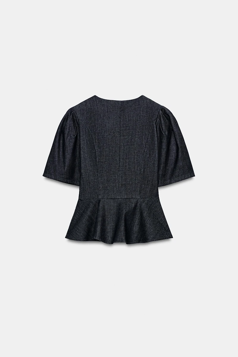 PEPLUM TOP WITH FIREMAN CLASPS