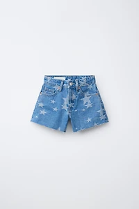 STAR PRINT DENIM SHORTS