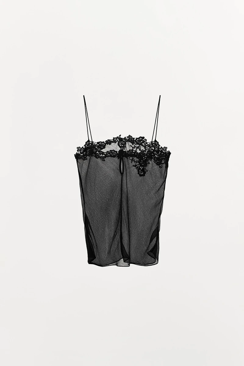 EMBROIDERED GEORGETTE TOP