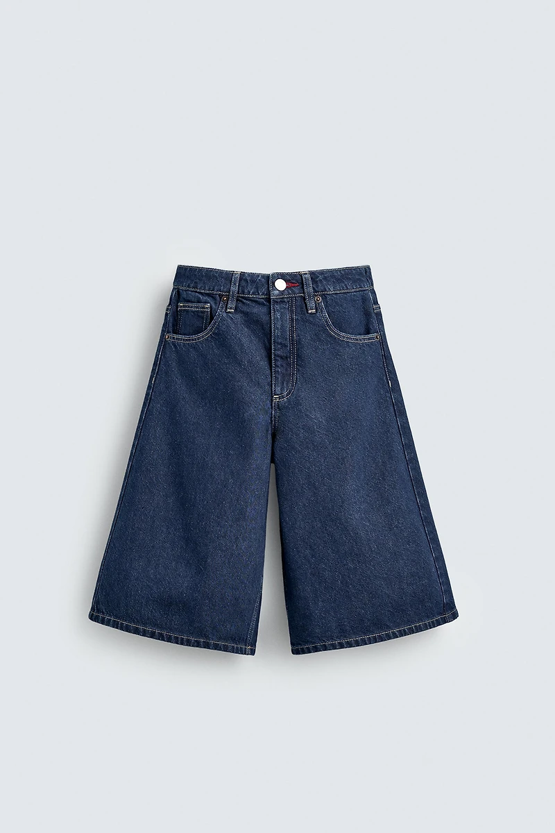 EMBROIDERED DENIM MIDI BERMUDA SHORTS HARRY LAMBERT FOR ZARA X DISNEY