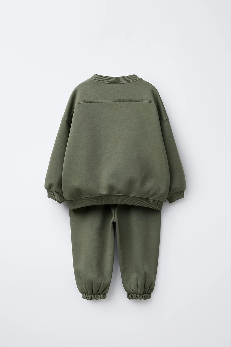 BASIC LABEL JOGGING SWEATSHIRT AND PANTS SET