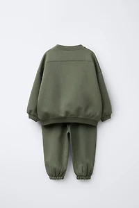 BASIC LABEL JOGGING SWEATSHIRT AND PANTS SET