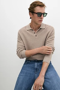 100% cotton mouliné polo sweater