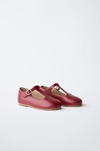 T-STRAP LEATHER BALLET FLATS