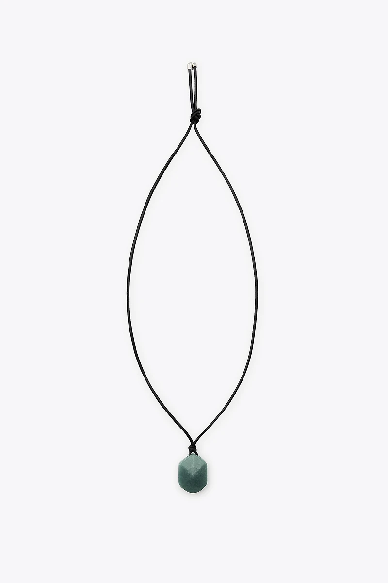 LEATHER CORD STONE NECKLACE