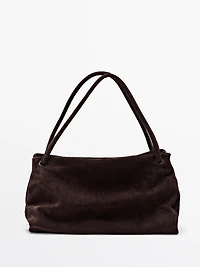 Leather and split leather medium bag with compartments