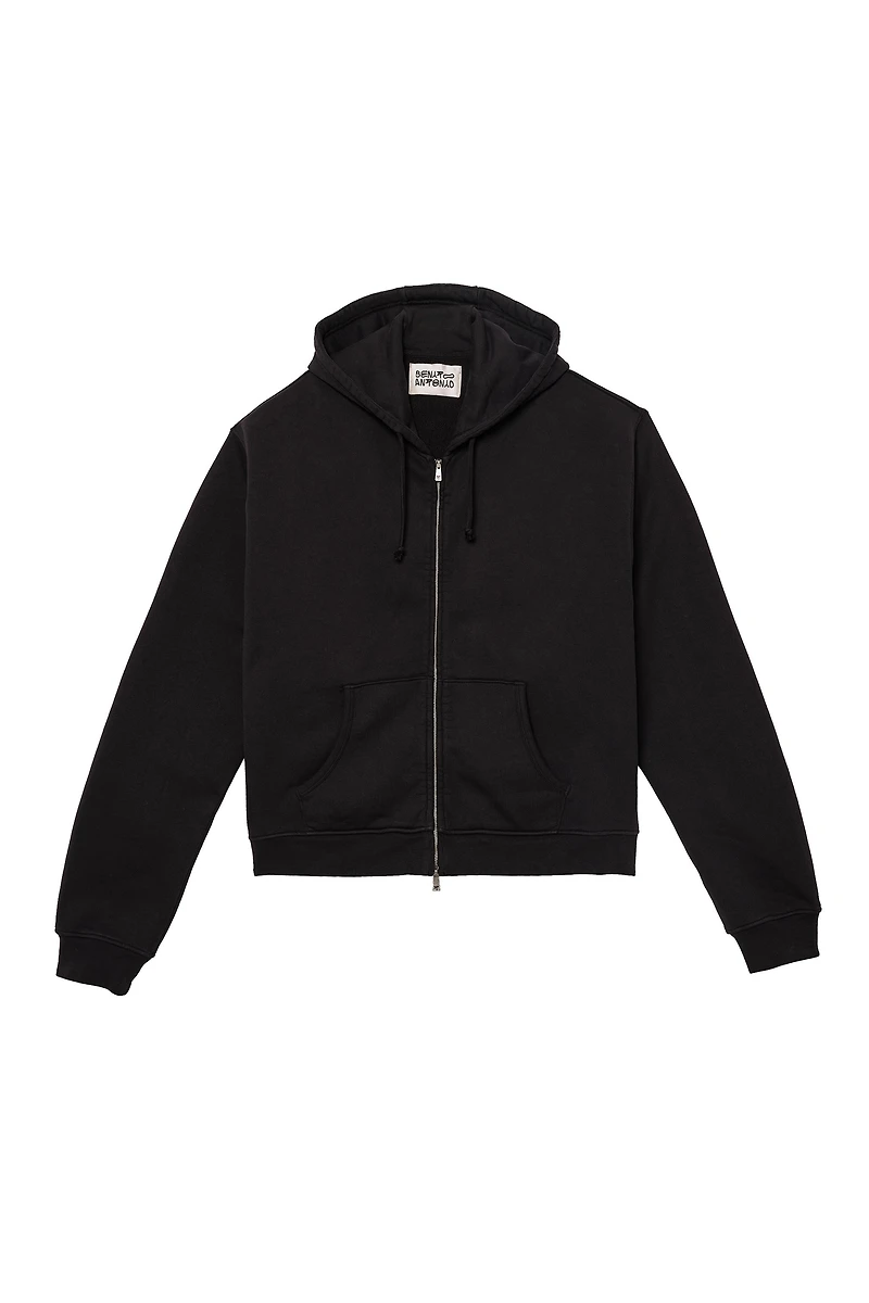 CROPPED FIT ZIPPER HOODIE SWEATSHIRT