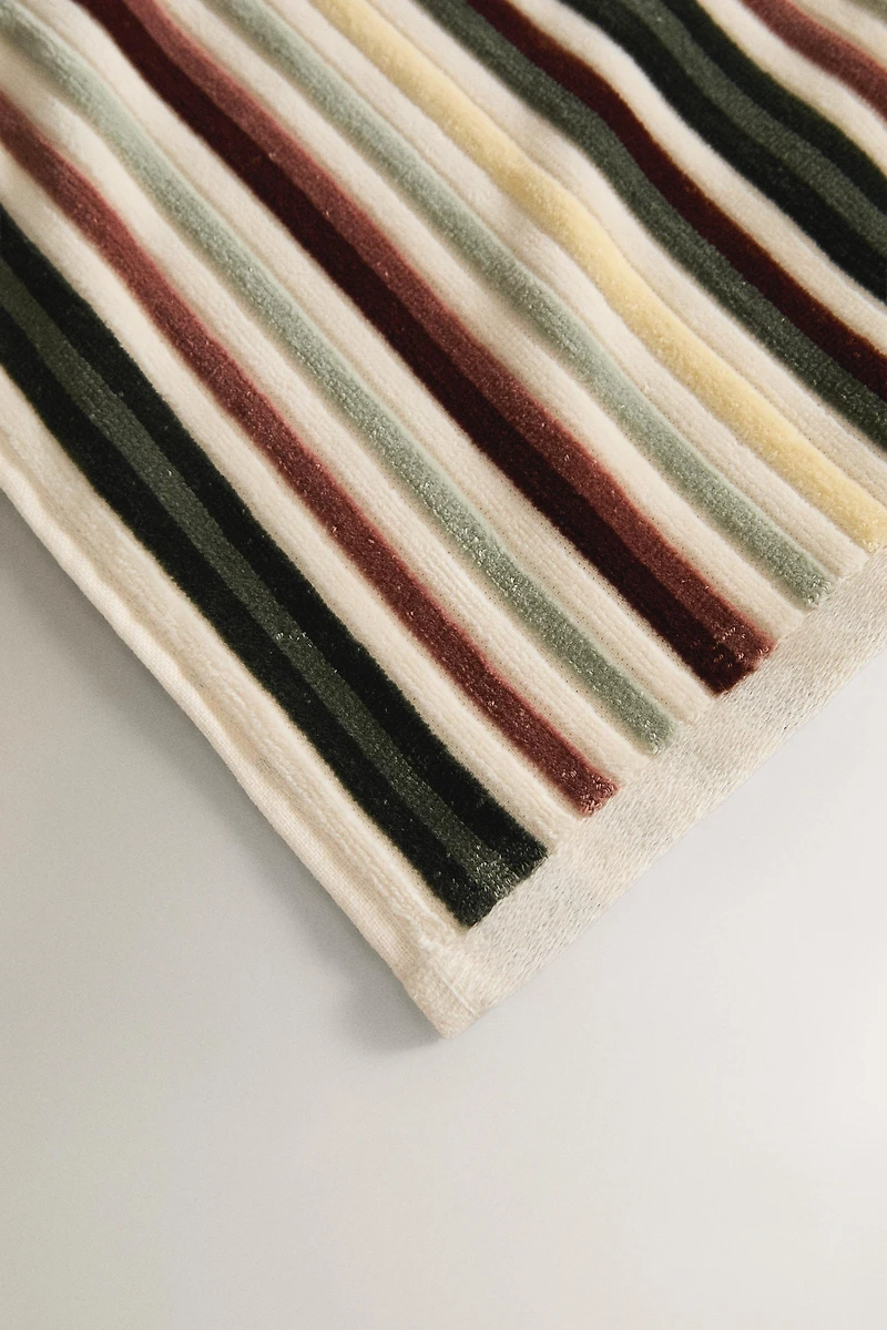 VELOUR STRIPED BATH TOWEL