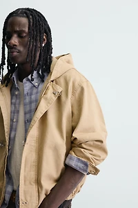 RELAXED FIT HOODED FIREMAN CLASP JACKET