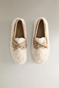 FAUX SHEARLING LEATHER LOAFERS