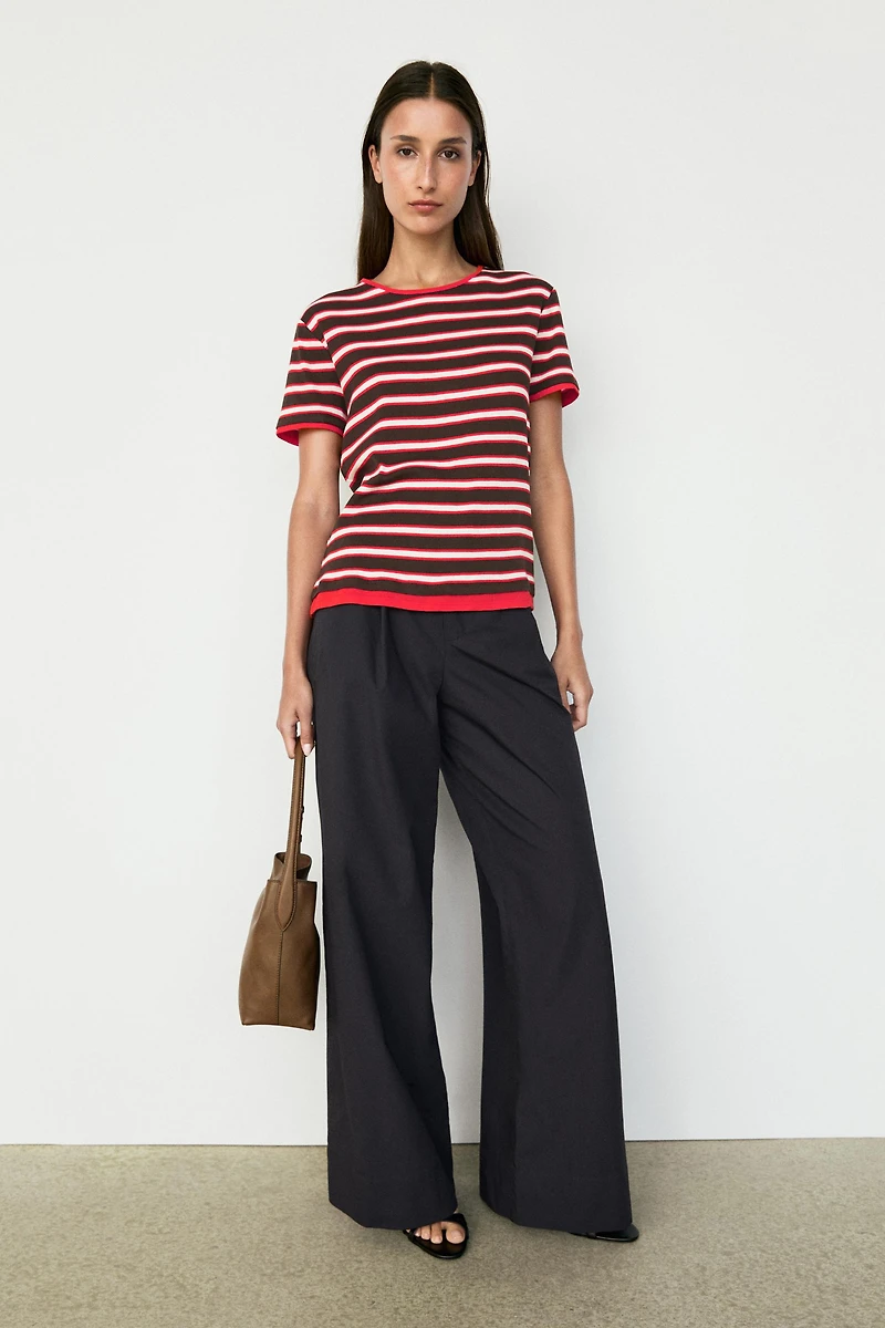 100% cotton short sleeve striped T-shirt
