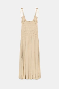 RUCHED SATIN MIDI DRESS