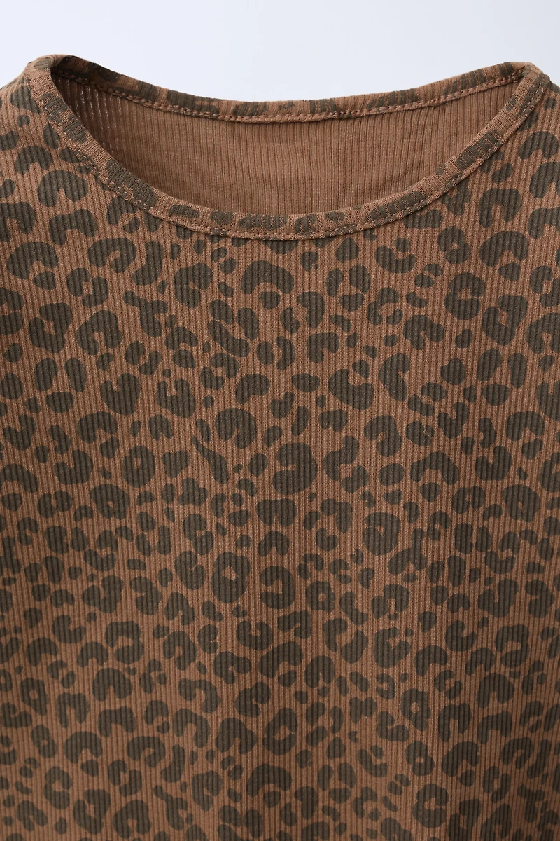 ENSEMBLE CÔTELÉ T-SHIRT ET LEGGING ANIMAL PRINT