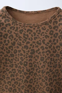 ENSEMBLE CÔTELÉ T-SHIRT ET LEGGING ANIMAL PRINT