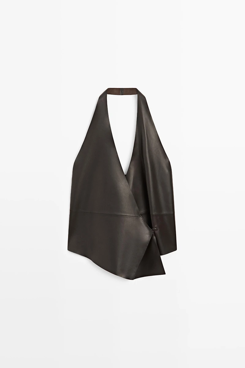 Nappa leather wrap top