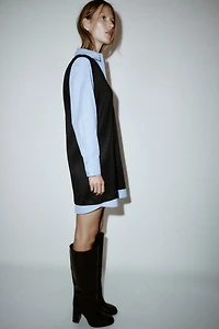 COMBINED POPLIN MINI DRESS