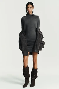 SUEDE KITTEN HEEL BOOT
