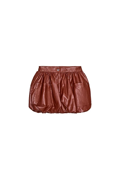 FAUX LEATHER BALLOON MINI SKIRT