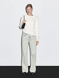Faded mid-rise wide-leg jeans