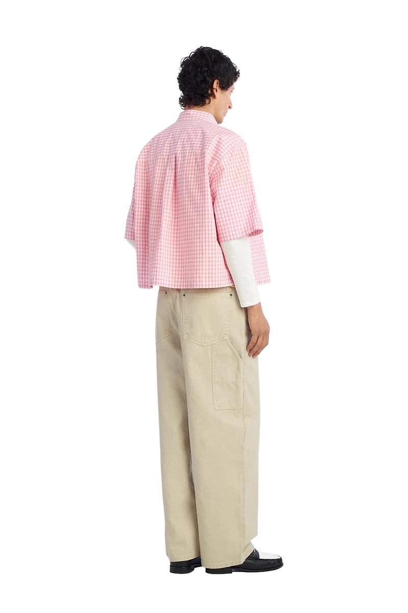 EMBROIDERED BOXY FIT PLAID SHIRT