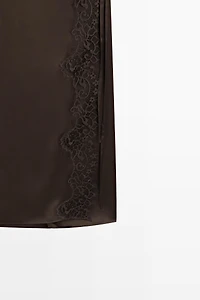 100% silk lace-detail pareo skirt