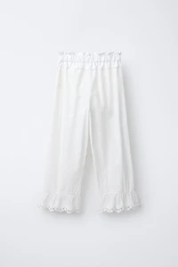 RUFFLED AND EMBROIDERED PANTS