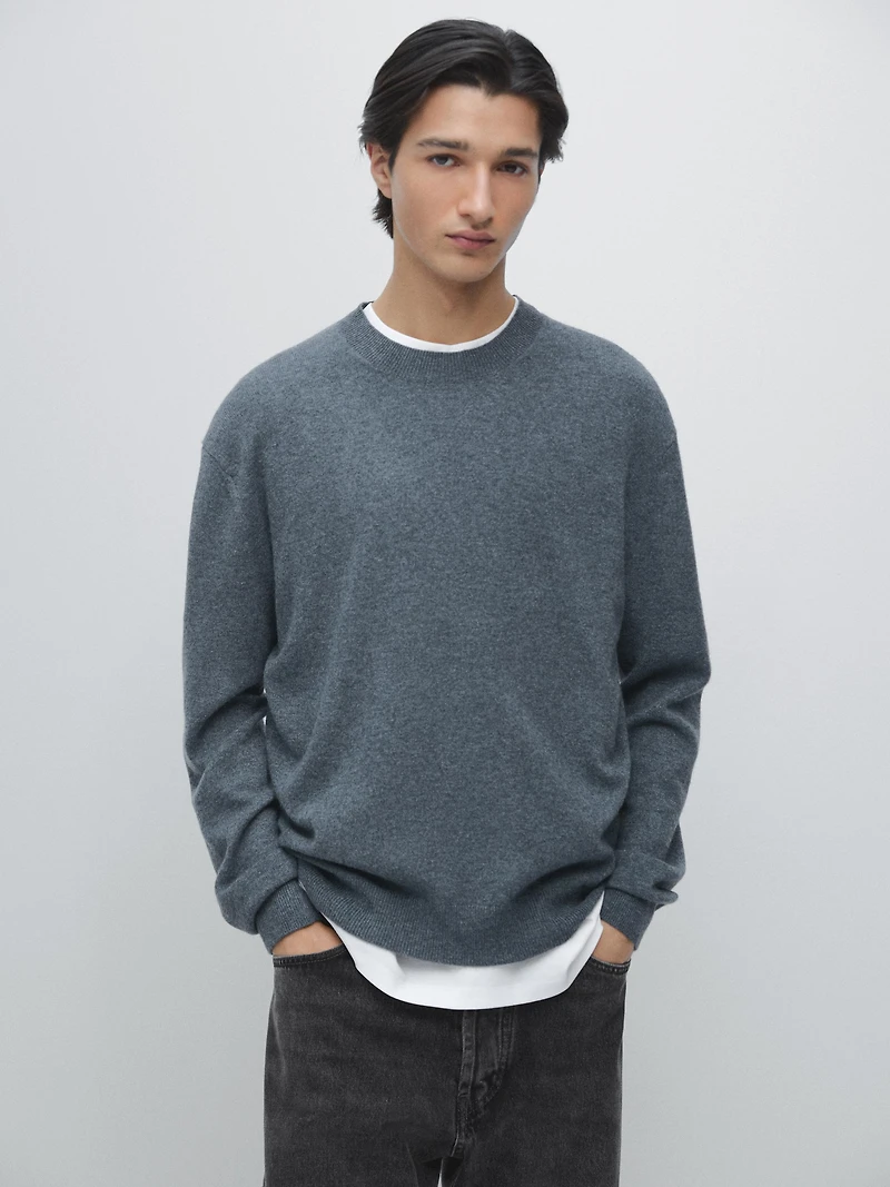 Knit wool sweater with crew neck