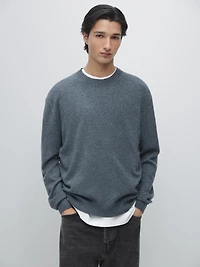 Knit wool sweater with crew neck