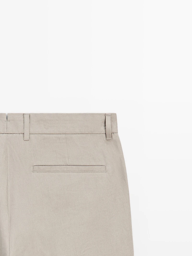 100% linen tapered fit trousers