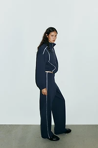 LACE TRIM WIDE SWEATPANTS