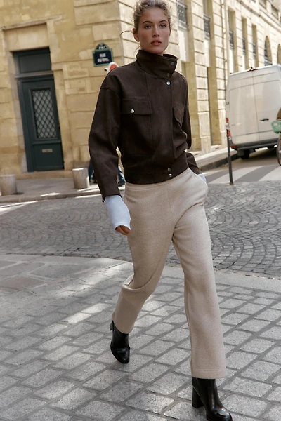 PANTALON MOLLETON À JAMBES LARGES